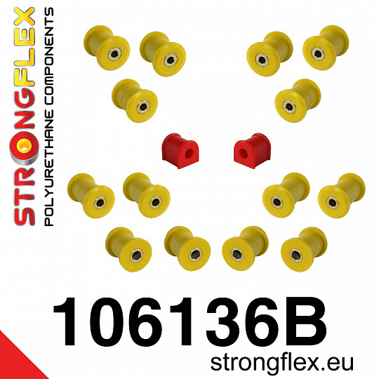 106136B: Strongflex Sada silentbloků zadního zavěšení z polyuretanu 106136B: Strongflex Sada silentbloků zadního zavěšení z polyuretanu