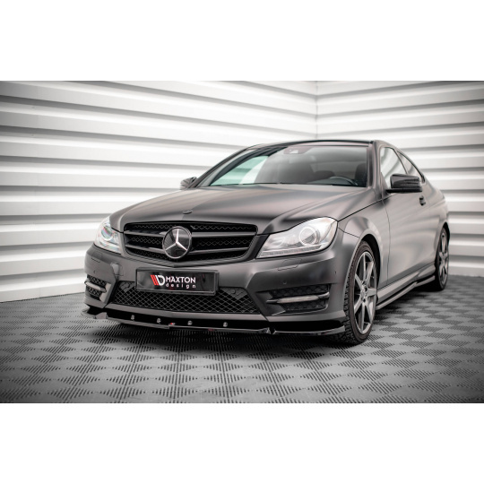 Maxton Design spoiler pod přední nárazník pro Mercedes třída C W204/AMG-Line, černý lesklý plast ABS, Coupe