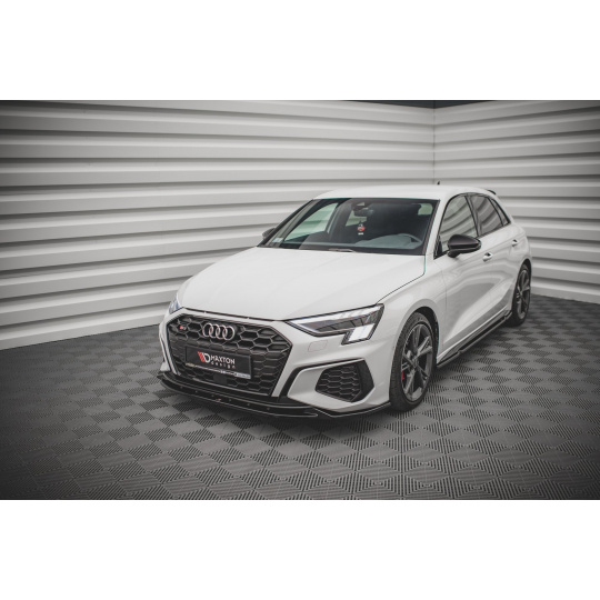 Maxton Design spoiler pod přední nárazník ver.2 pro Audi A3 8Y, černý lesklý plast ABS, S-Line