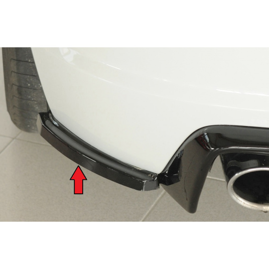Rieger spoiler pod zadní nárazník na levé straně pro Audi TT RS 8J, 8J1-FV, 8S roadster r.v. 05/16-08/18, plast ABS lakovaný do černé lesklé barvy