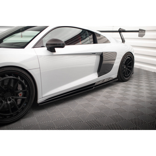 Maxton Design difuzory pod boční prahy ver.2 pro Audi R8 Mk2 Facelift, černý lesklý plast ABS