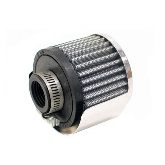 K&N univerzální odvětrávací filtr kulatý s vnějším průměrem 76 mm a výškou 64 mm, průměr vstupu 78 mm, délka vstupní příruby 16 mm, materiál Bavlněná gáza, vrchlík gumový vrchlík