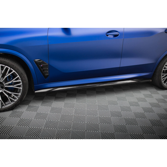 Maxton Design difuzory pod boční prahy pro BMW X5 G05 Facelift, černý lesklý plast ABS