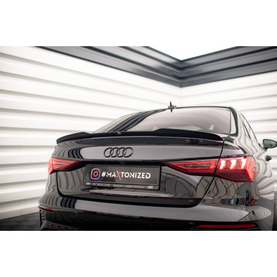 Maxton Design prodloužení spoileru pro Audi A3 8Y, černý lesklý plast ABS, Sedan vč. S-Line Maxton Design prodloužení spoileru pro Audi A3 8Y, černý lesklý plast ABS, Sedan vč. S-Line