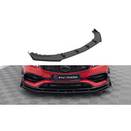 Maxton Design "Street Pro" spoiler pod přední nárazník s křidélky pro Mercedes třída A W176 45 AMG Aero, plast ABS bez povrchové úpravy, s červenou linkou