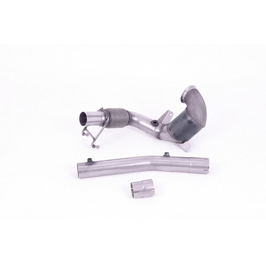 Milltek Sport downpipe a Hi-Flow sportovní katalyzátor bez rezonátoru pro Volkswagen Polo GTI 2.0 TSI (AW 5-dvéř. vč. Facelift) - s GPF/OPF 2019-2024, pro OE Cat Back, vč. OPF/GPF Bypass
