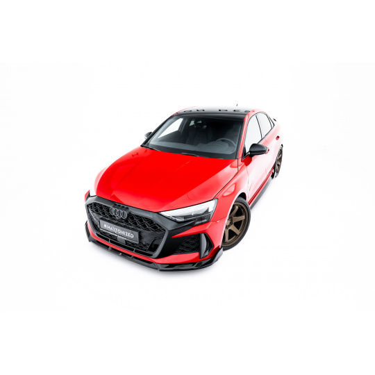 Maxton Design spoiler pod přední nárazník ver.3 pro Audi RS3 8Y Facelift, černý lesklý plast ABS, Sedan