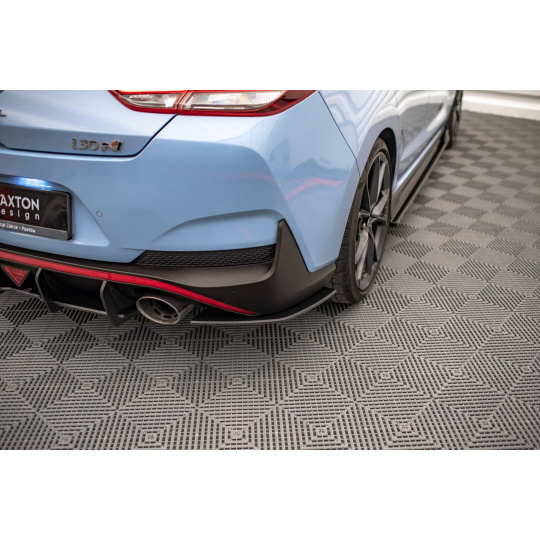 Maxton Design "Street Pro" boční difuzory pod zadní nárazník pro Hyundai i30 N Mk3, plast ABS bez povrchové úpravy, s červenou linkou, Fastback