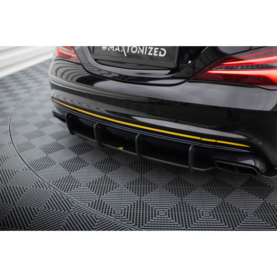 Maxton Design "Street Pro" difuzor zadního nárazníku pro Mercedes CLA C 117 Facelift 45 AMG, plast ABS bez povrchové úpravy, s červenou linkou