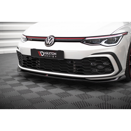 Maxton Design spoiler pod přední nárazník ver.7 pro Volkswagen Golf R-Line Mk8, černý lesklý plast ABS