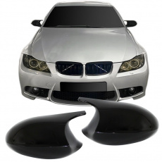 JOM kryty zrcátek M-Style BMW 3 E90, E91 před facelift (2005-2008), černý lesk