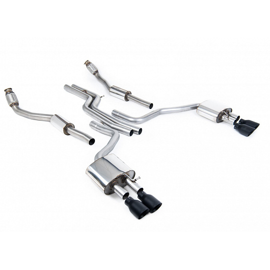 Milltek Sport výfukový systém cat-back bez rezonátoru (hlasitější) pro Audi S6 4.0 TFSI C7 quattro 2012-2018, typ koncovek: GT-100 černé