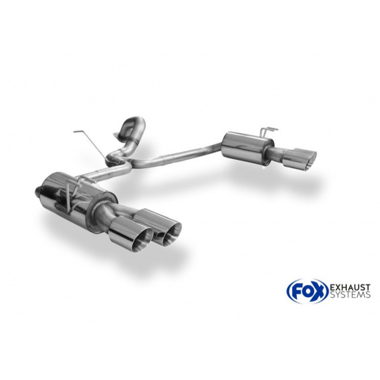 Fox Sportauspuff koncový tlumič výfuku s příčným výstupem s koncovkou 2x90 Typ 25 na obou stranách pro Honda Civic Type-R 04/2015-03/2017 s motorem 2.0