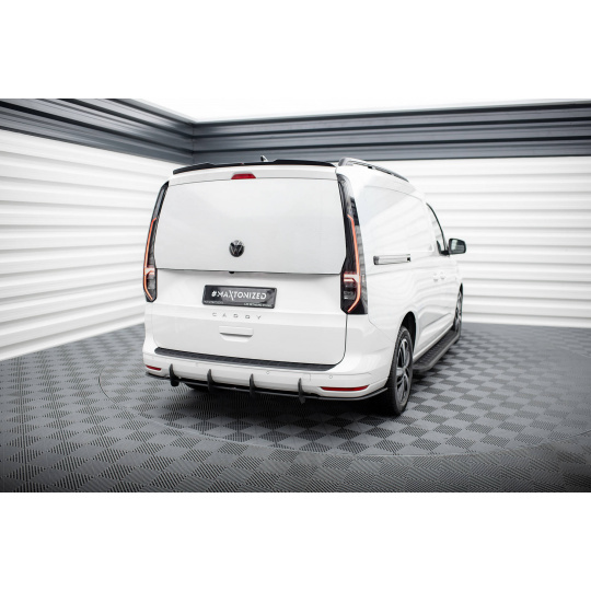 Maxton Design "Street Pro" difuzor zadního nárazníku pro Volkswagen Caddy Mk5, plast ABS bez povrchové úpravy, s černou a červenou linkou, Maxi