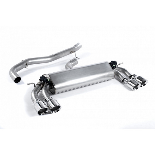 Milltek Sport výfukový systém cat-back GPF Back - bez rezonátoru (hlasitější) pro Audi S3 2.0 TFSI quattro 3-dvéř. 8V.2 (s GPF) 2019-2020, dvojité, kulaté, typ koncovek: GT-100 leštěné