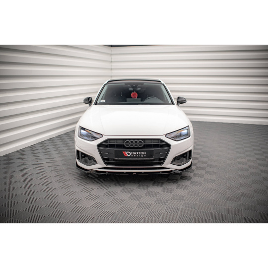 Maxton Design spoiler pod přední nárazník pro Audi A4 B9 FL, černý lesklý plast ABS