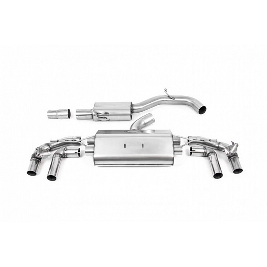 Milltek Sport výfukový systém GPF-Back 80mm / 3.15" s rezonátorem pro Volkswagen Golf Mk8 R 2.0 TSI 320PS (s GPF) 2021-2024, typ koncovek: GT-115 leštěné