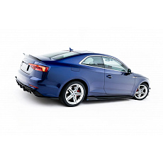 Maxton Design difuzory pod boční prahy pro Audi A5 F5, černý lesklý plast ABS, S-Line Coupe