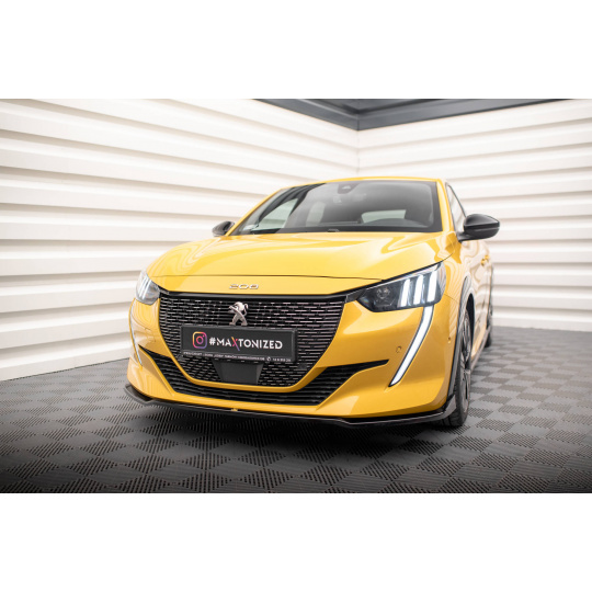 Maxton Design spoiler pod přední nárazník ver.2 pro Peugeot 208 GT Mk2, černý lesklý plast ABS