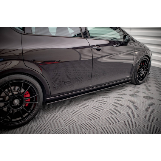 Maxton Design difuzory pod boční prahy pro Seat Leon Cupra Mk2, černý lesklý plast ABS