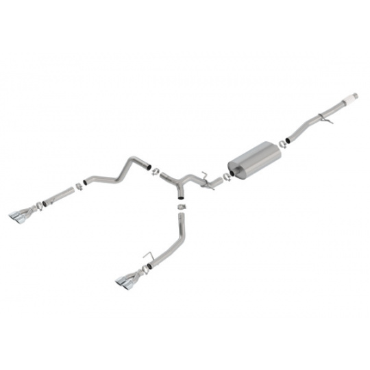 Borla Cat-Back výfukový systém "Touring" pro Chevrolet Silverado 1500 5,3l V8, s aut. převodovkou, 2WD/AWD, EC/SB 78,8", CC/SHB 69,3", 147,4" WB, r.v. 2019-2020