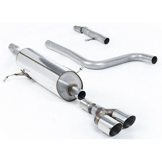 Milltek Sport výfukový systém OPF/GPF Back s rezonátorem pro Ford Fiesta Mk8 1.0T EcoBoost ST-Line 3/5-dvéř. (155ps Hybrid s OPF/GPF) 2020-2024, GT-90 dvojité leštěné koncovky, Styl ST (vyžaduje zadní difuzor ST)