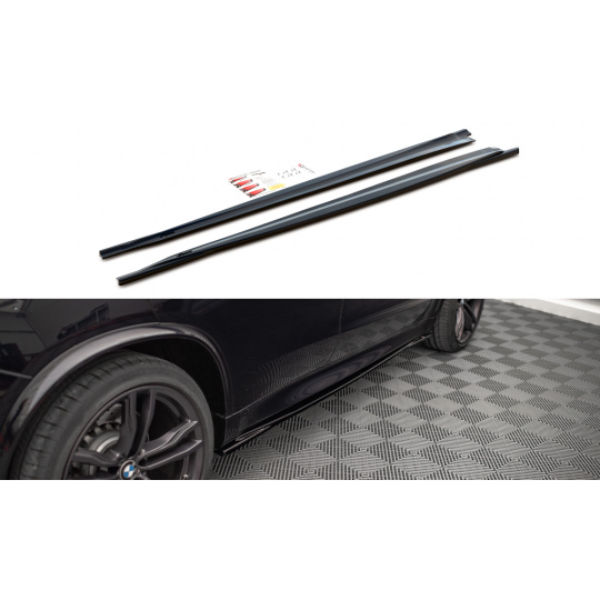 Maxton Design difuzory pod boční prahy pro BMW X5 M F15, černý lesklý plast ABS