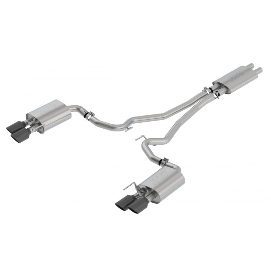 Borla Cat-Back výfukový systém "Touring" pro Ford Mustang GT 5,0l Coupe/Convertible RWD 2-dvéř. s "active valve exhaust" (s homologací ECE), r.v. 2018-2020, typ koncovek: černé