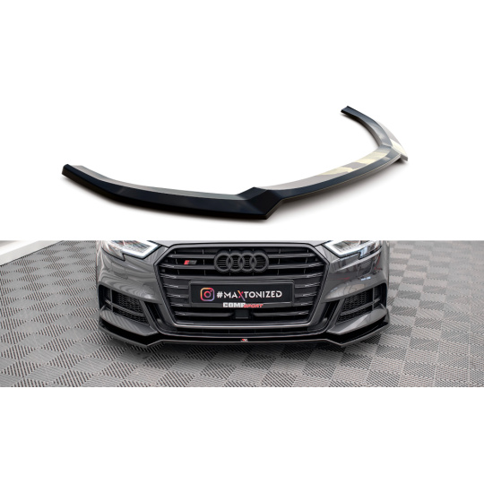 Maxton Design spoiler pod přední nárazník ver.2 pro Audi S3 8V FL, černý lesklý plast ABS, Sportback