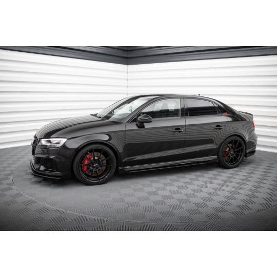 Maxton Design křidélka bočních difuzorů pro Audi RS3 8V Facelift, černý lesklý plast ABS, Sedan