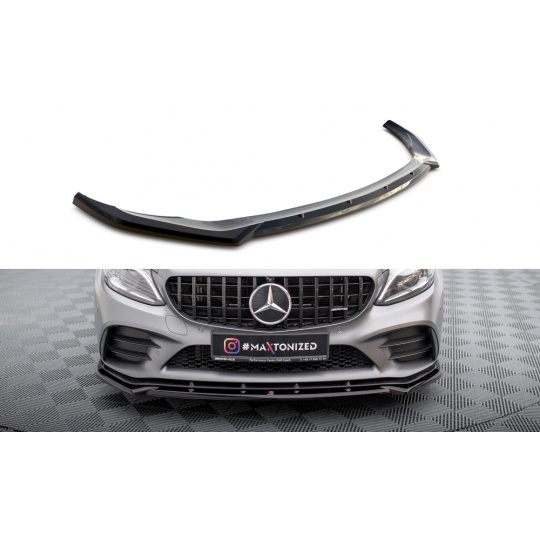 Maxton Design spoiler pod přední nárazník ver.2 pro Mercedes třída C W205 Facelift/43 AMG/Coupe, W205 Facelift/43 AMG/Sedan, černý lesklý plast ABS