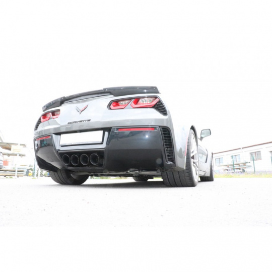 Fox Sportauspuff koncový tlumič výfuku s vývodem uprostřed s koncovkou 4x100 Typ 25 uprostřed (černé) pro Corvette C7 s motorem 6.2