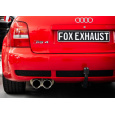 Fox Sportauspuff koncový a středový tlumič včetně Y-adaptéru pro připojení na originální downpipe s koncovkou 2x90 Typ 25 dvojitá pro Audi RS4 B5 s motorem 2.7