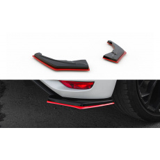 Maxton Design boční difuzory pod zadní nárazník ver.2 pro Renault Megane RS Mk4, černý lesklý plast ABS, s červenou linkou