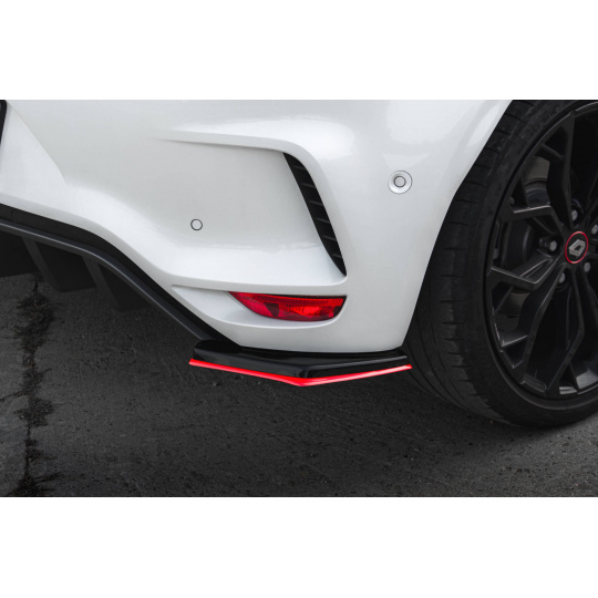 Maxton Design boční difuzory pod zadní nárazník ver.2 pro Renault Megane RS Mk4, černý lesklý plast ABS, s červenou linkou