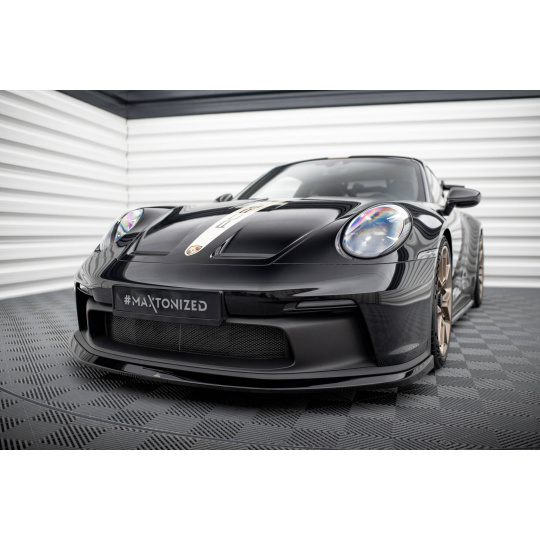 Maxton Design spoiler pod přední nárazník pro Porsche 911 992 GT3, černý lesklý plast ABS