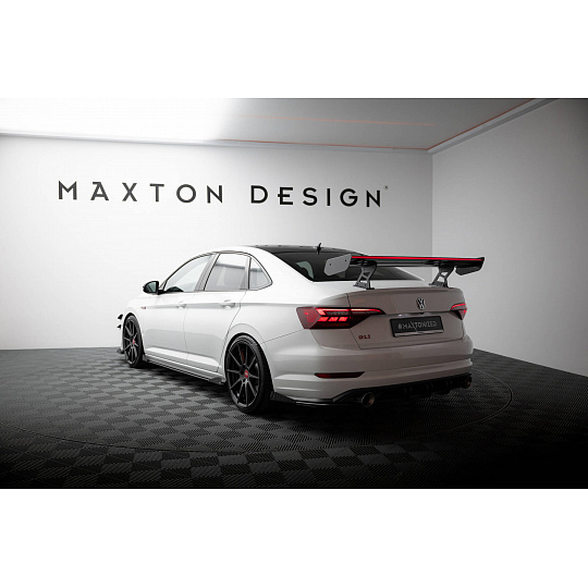 Maxton Design zadní křídlo s úzce rozkročenými držáky a LED světlem pro Volkswagen Jetta GLI Mk7, pravý karbon Maxton Design zadní křídlo s úzce rozkročenými držáky a LED světlem pro Volkswagen Jetta GLI Mk7, pravý karbon