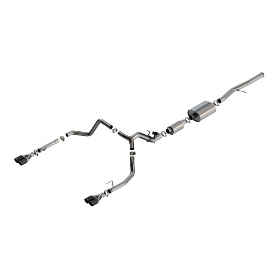 Borla Cat-Back výfukový systém "S-Type" pro GMC Sierra 1500 6.2L V8, automat, 2WD/4WD, EC s SB (6'7") 147.4" WB/ CC s SB (5'10") 147.4" WB, r.v. 2024, typ koncovek: karbonové