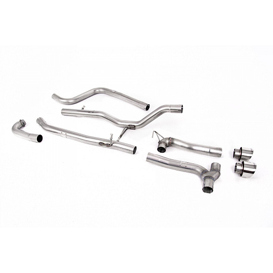 Milltek Sport výfukový systém cat-back Dual Outlet Systems bez rezonátoru (hlasitější) pro Ford Fiesta MK8 1.0T EcoBoost ST-Line 3/5-dvéř. (bez OPF/GPF) - vyžaduje difuzor Maxton Design 2017-2019, GT-100 leštěné koncovky