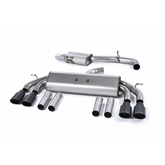 Milltek Sport výfukový systém cat-back Race system s rezonátorem (tišší) bez klapek pro Audi S3 2.0 TFSI quattro Sedan/Cabrio 8V/8V.2 (bez GPF) 2013-2018, typ koncovek: oválné černé