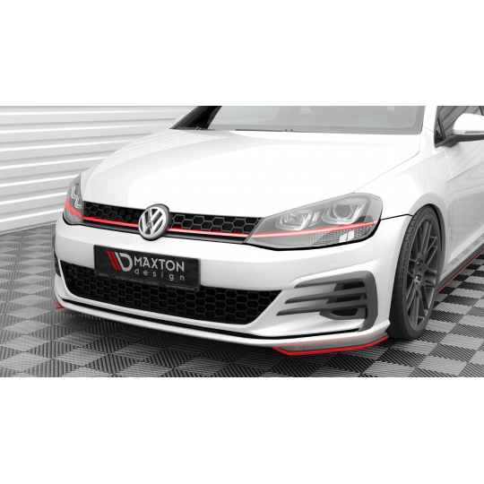 Maxton Design spoiler pod přední nárazník pro Volkswagen Golf GTI Mk7 Facelift, červený lesklý plast ABS
