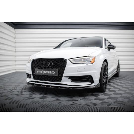 Maxton Design spoiler pod přední nárazník pro Audi A3 8V, černý lesklý plast ABS, Sedan