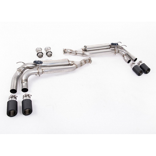 Milltek Sport výfukový systém cat-back s klapkami (použití origiálních klapek) pro Mercedes třída G G63 (W463) 4.0 Bi-Turbo V8 (ROW bez GPF/OPF) 2019-2024, Jet-90 karbonové koncovky