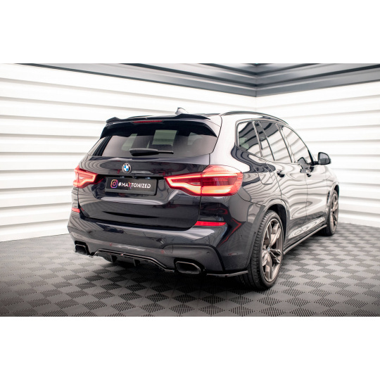 Maxton Design středový spoiler pod zadní nárazník s žebrováním pro BMW X3 G01, černý lesklý plast ABS, M40d