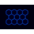 Kompletní LED hexagonové svítidlo modré, rozměr: 11 elementů 336 x 238 cm