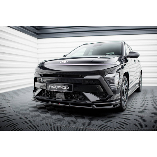 Maxton Design spoiler pod přední nárazník pro Hyundai Kona Mk2 /N-Line, černý lesklý plast ABS