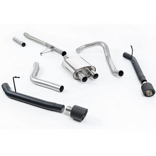 Milltek Sport výfukový systém cat-back Rear Exit (snižuje světlou výšku v zadní části vozidla) pro Jeep Gladiator (JT) 3.6 V6 2020-2024, JET-115 karbonové koncovky Milltek Sport výfukový systém cat-back Rear Exit (snižuje světlou výšku v zadní části vozidla) pro Jeep Gladiator (JT) 3.6 V6 2020-2024, JET-115 karbonové koncovky