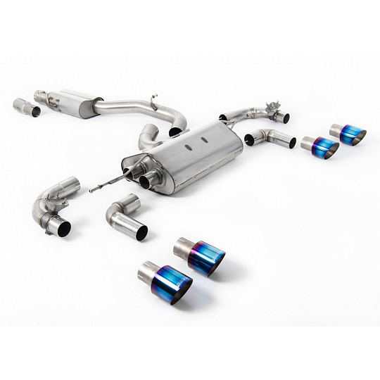 Milltek Sport výfukový systém cat-back 80mm / 3.15" Race s klapkami - s rezonátorem pro Volkswagen Golf Mk7.5 R 2.0 TSI 310PS (bez GPF) - 80mm Race Systems 2017-2021, typ koncovek: GT-100 titanově modré Milltek Sport výfukový systém cat-back 80mm / 3.15" Race s klapkami - s rezonátorem pro Volkswagen Golf Mk7.5 R 2.0 TSI 310PS (bez GPF) - 80mm Race Systems 2017-2021, typ koncovek: GT-100 titanově modré
