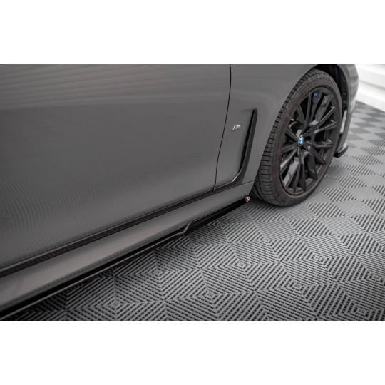 Maxton Design difuzory pod boční prahy pro BMW řada 7 G11 Facelift M-Pack, černý lesklý plast ABS