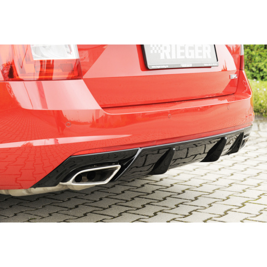 Rieger vložka zadního nárazníku pro Škoda Octavia RS 5E combi, sedan vč. faceliftu, plast ABS lakovaný do černé lesklé barvy, pro vozy bez tažného zařízení